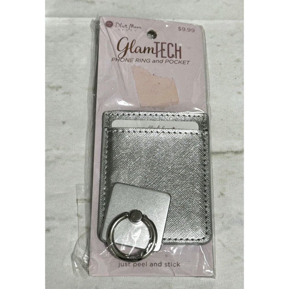 GlamTech Silver Phone Ring & Pocket Holder By Blue Moon Beads